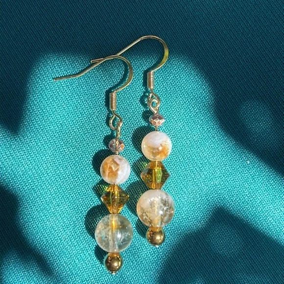 Handmade Jewelry - 💛 Handmade citrine + crystal earrings ✨